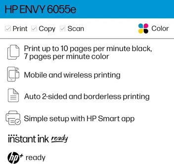 ENVY 6055e Wireless Color Inkjet Printer