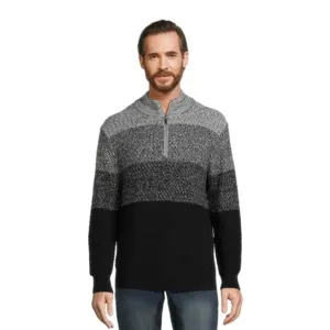 Tribekka 44 Gradient Mock Neck Quarter Zip Sweater with Long Sleeves