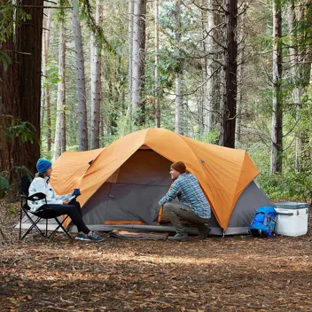 8-Person Dome Camping Tent w/ Rainfly 15 x 9 x 6 Feet (Orange/ Grey)