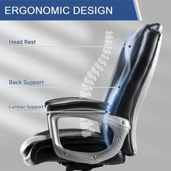 ZUNMOS Home Office Executive High Back Ergonomic Desk Height Managerial Rolling Swivel Chair with Adjustable Lumbar Support