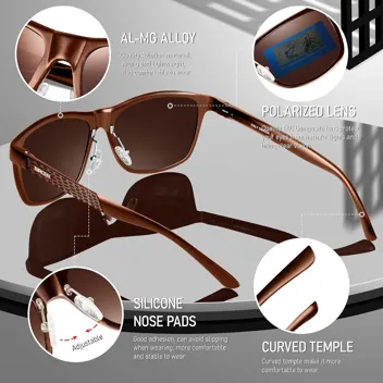 BIRCEN Mens Sunglasses Polarized UV Protection: Classic Shades for Men Driving Fishing with Al-Mg Metal Frame