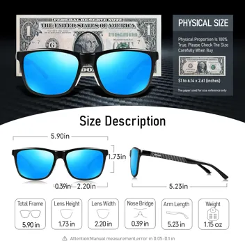 BIRCEN Mens Sunglasses Polarized UV Protection: Classic Shades for Men Driving Fishing with Al-Mg Metal Frame