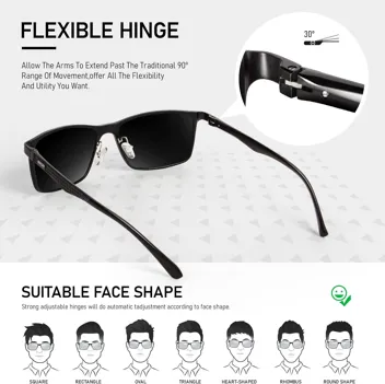 BIRCEN Mens Sunglasses Polarized UV Protection: Classic Shades for Men Driving Fishing with Al-Mg Metal Frame