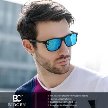 BIRCEN Mens Sunglasses Polarized UV Protection: Classic Shades for Men Driving Fishing with Al-Mg Metal Frame