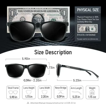 BIRCEN Mens Sunglasses Polarized UV Protection: Classic Shades for Men Driving Fishing with Al-Mg Metal Frame