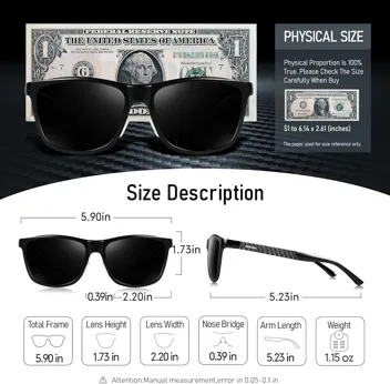 BIRCEN Mens Sunglasses Polarized UV Protection: Classic Shades for Men Driving Fishing with Al-Mg Metal Frame