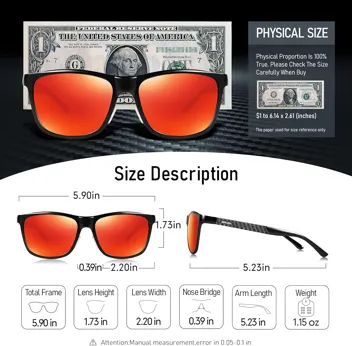 BIRCEN Mens Sunglasses Polarized UV Protection: Classic Shades for Men Driving Fishing with Al-Mg Metal Frame