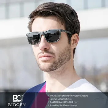 BIRCEN Mens Sunglasses Polarized UV Protection: Classic Shades for Men Driving Fishing with Al-Mg Metal Frame