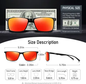 BIRCEN Mens Sunglasses Polarized UV Protection: Classic Shades for Men Driving Fishing with Al-Mg Metal Frame