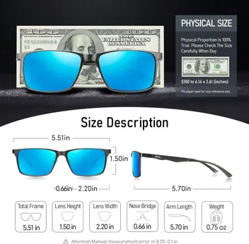 BIRCEN Mens Sunglasses Polarized UV Protection: Classic Shades for Men Driving Fishing with Al-Mg Metal Frame