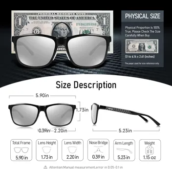 BIRCEN Mens Sunglasses Polarized UV Protection: Classic Shades for Men Driving Fishing with Al-Mg Metal Frame