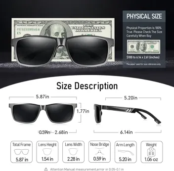 BIRCEN Mens Sunglasses Polarized UV Protection: Classic Shades for Men Driving Fishing with Al-Mg Metal Frame