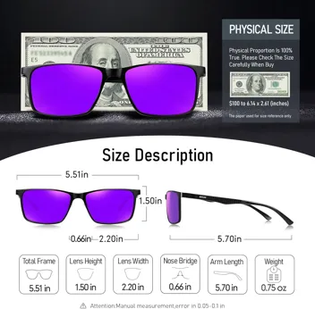 BIRCEN Mens Sunglasses Polarized UV Protection: Classic Shades for Men Driving Fishing with Al-Mg Metal Frame