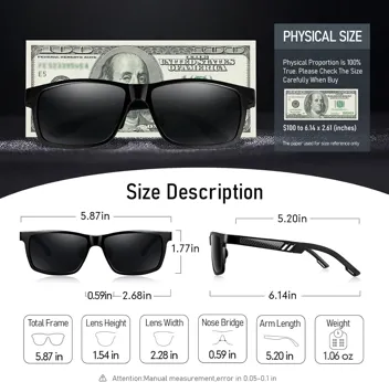 BIRCEN Mens Sunglasses Polarized UV Protection: Classic Shades for Men Driving Fishing with Al-Mg Metal Frame