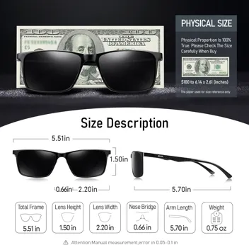 BIRCEN Mens Sunglasses Polarized UV Protection: Classic Shades for Men Driving Fishing with Al-Mg Metal Frame