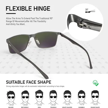 BIRCEN Mens Sunglasses Polarized UV Protection: Classic Shades for Men Driving Fishing with Al-Mg Metal Frame