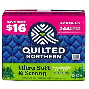 Sam's Club Members: 32-Rolls Quilted Northern Ultra Soft & Strong 2-Ply Toilet Paper (244 sheets/roll) for Plus Members