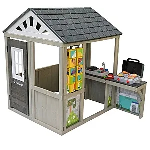 Patio Party Wooden Outdoor Playhouse with Spinner Block Puzzle - 14pc