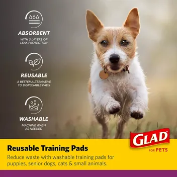 GLAD for Pets Washable Training Pads, Medium Size (24”x36”)