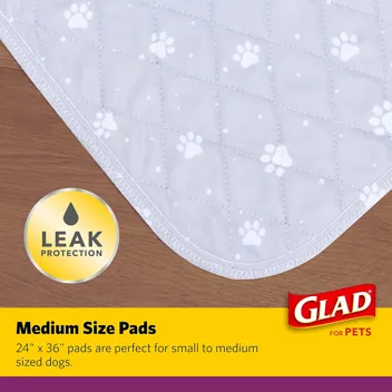 GLAD for Pets Washable Training Pads, Medium Size (24”x36”)