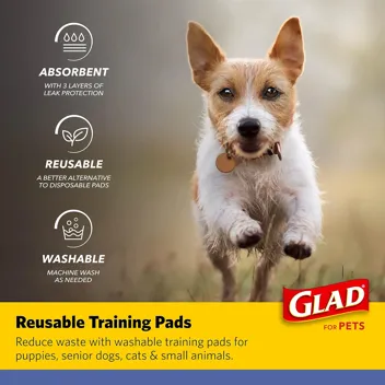 GLAD for Pets Washable Training Pads, Medium Size (24”x36”)