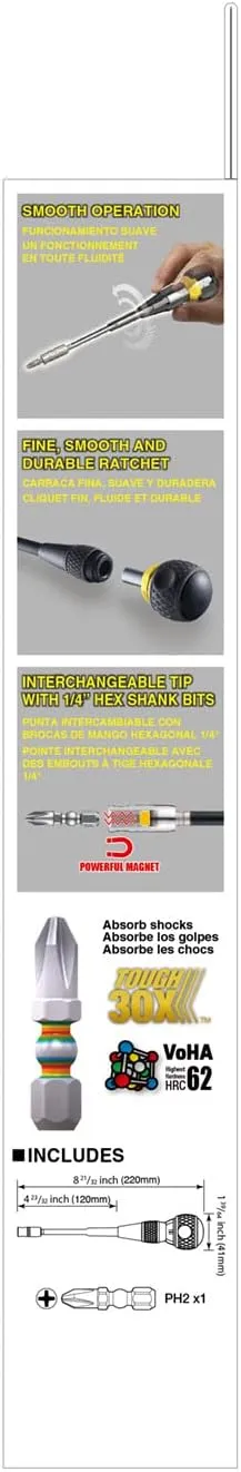 Vessel Ball Grip Ratchet Interchangeable Screwdriver