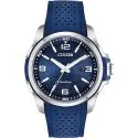 Eco-Drive Weekender Watch in Stainless Steel with Blue Polyurethane strap