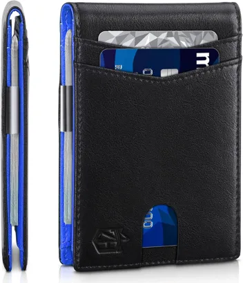 RFID Blocking 12-Card Slim Bifold Wallet Money Clip