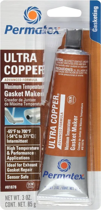 Permatex 81878 Ultra Copper Maximum Temperature RTV Silicone Gasket Maker, 3 oz. Tube