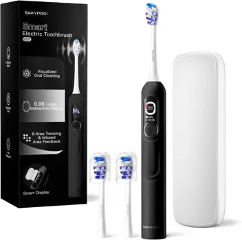 Sakyproral G5S Ultrasonic Smart Electric Toothbrush with 0.96" Display, 2x Brush Heads