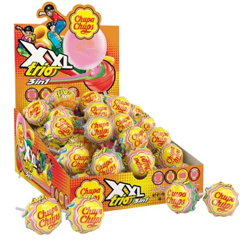 [S&S]: 48-Count XXL Trio Bubble Gum Filled Lollipops