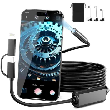 Caupureye AN112 HD USB Endoscope Snake Camera w/ 8 Adjustable Lights