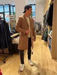 Ludlow Wool/Cashmere Overcoat (Camel/Navy) - checkout (SALETIME)