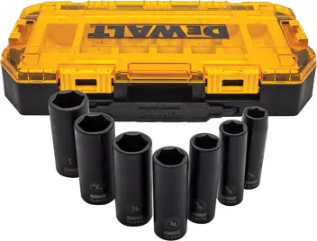 Tough Box 7-Piece 1/2" Deep Drive Impact Socket Set