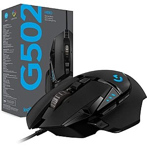 G502 Hero RGB Wired Programmable Gaming Mouse w/ Adjustable Weights (Black) AC