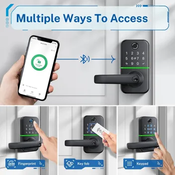 Kucacci Keyless Fingerprint Keypad Smart Door Lock with Handle, Cards