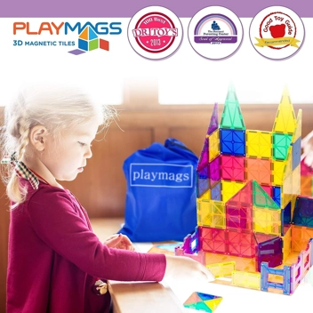 100-Piece Playmags 3D Magnetic Toy Blocks w/ Prime shipping