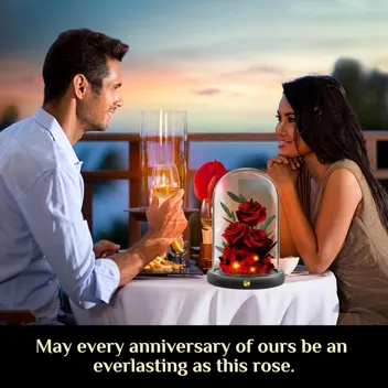 Hzqva Preserved Rose in Glass Dome