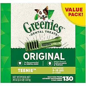 Original Teenie Natural Dental Care Dog Treats, 36 oz. Pack (130 Treats)