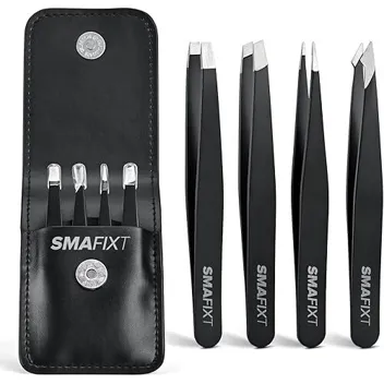 Smafixt 4-Piece Tweezer Set with Leather Case