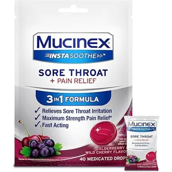 Instasoothe Sore Throat Relief Lozenges (40x Elderberry & Wild Cherry Drops)