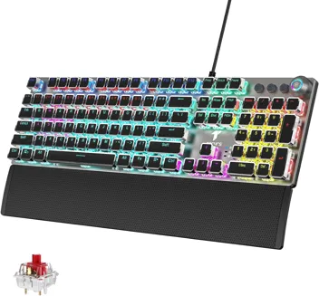 Tecurs LED Backlit Mechanical Gaming Keyboard with Red Switches