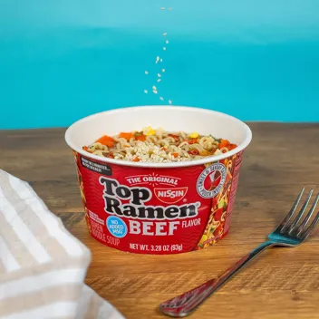 [S&S]: 3-Oz NISSIN Top Ramen Noodle Soup (Beef)