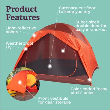 6-Person Midpines Camping Tent (Red Sun/Picante)