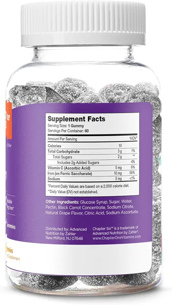 Chapter Six 10mg Iron Gummies Supplement (60-Count)