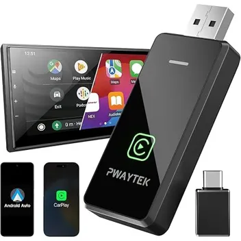 Pwaytek 2-in-1 CarPlay & Android Auto Wireless Adapter