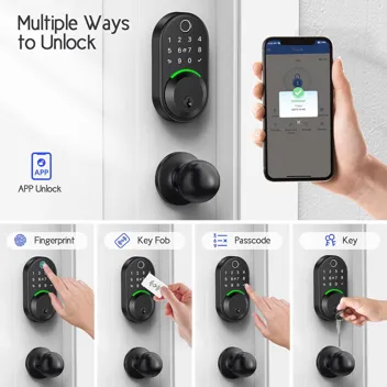 Keyless Entry Fingerprint IC Card Smart Deadbolt & Doorknob Set