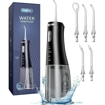 Onlyone 300ml USB-Rechargeable Water Dental Flosser with 5x Tips