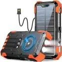 42,800mAh Solar Power Bank with Wireless Charging & 4x Built-in Cables