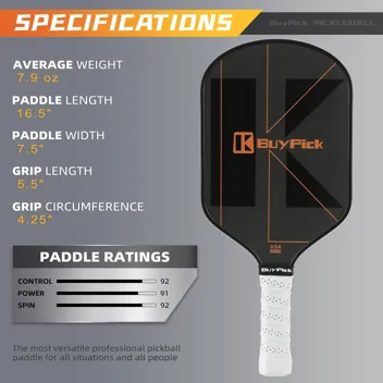 Carbon Fiber Surface Pickleball Paddle Set (2x Paddles, 4x Balls)